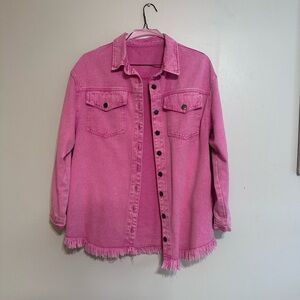 Amazon  pink denim shacket with pockets new but no tag never worn size large